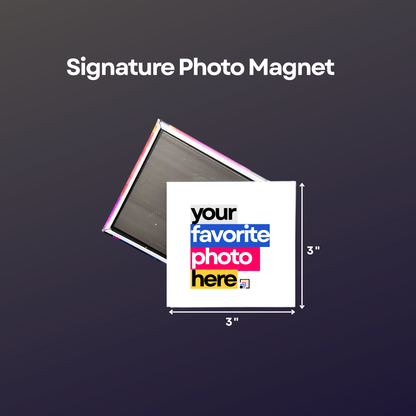 Signature Photo Magnet size guide showing 3-inch dimensions